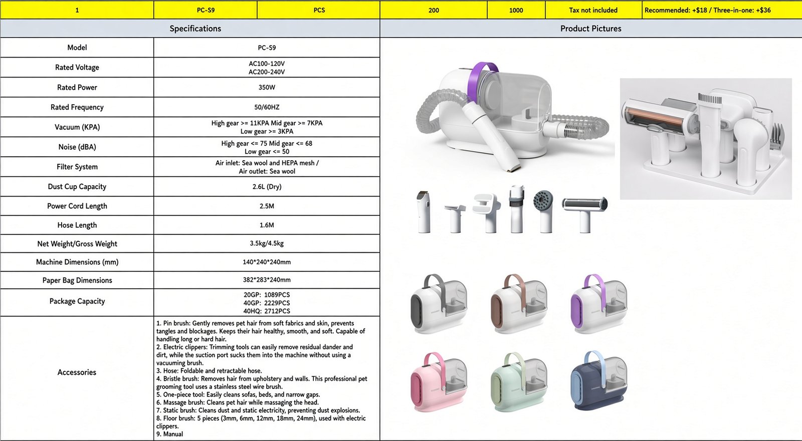 PC-S9 Pet Grooming Vacuum - image 2